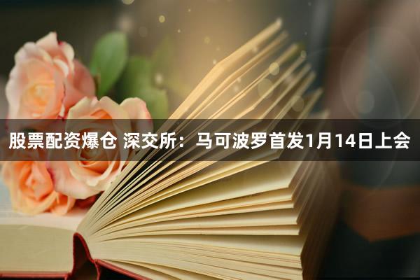 股票配资爆仓 深交所：马可波罗首发1月14日上会