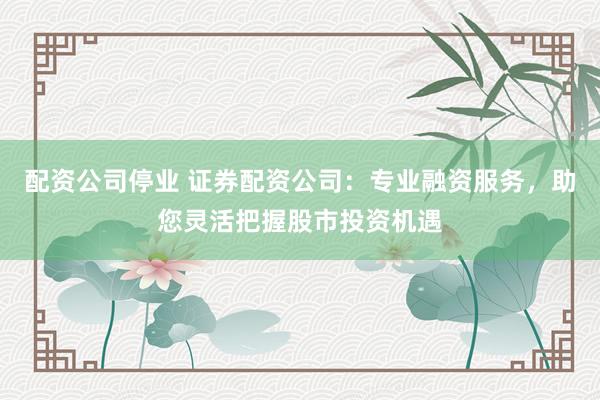 配资公司停业 证券配资公司：专业融资服务，助您灵活把握股市投资机遇