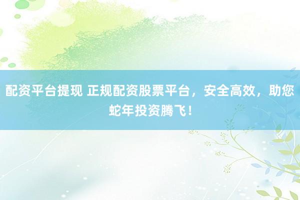 配资平台提现 正规配资股票平台，安全高效，助您蛇年投资腾飞！