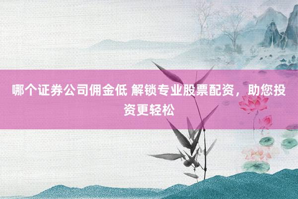 哪个证券公司佣金低 解锁专业股票配资，助您投资更轻松