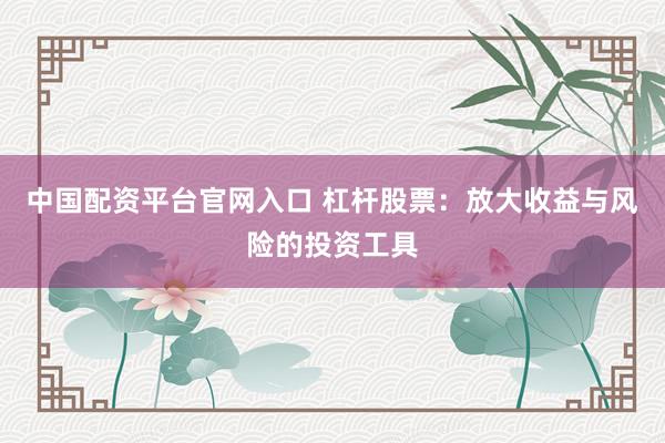 中国配资平台官网入口 杠杆股票：放大收益与风险的投资工具